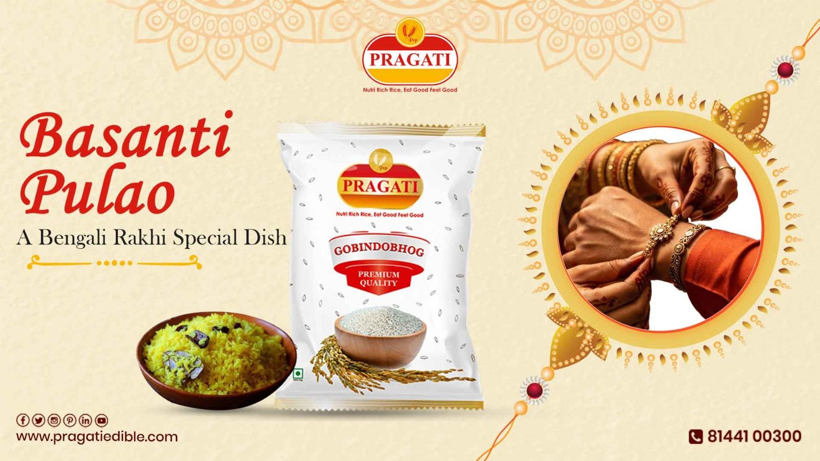Basanti Pulao with Gobindobhog – A Bengali Rakhi Special
